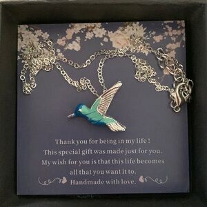 Blue Pendant Hummingbird Necklace